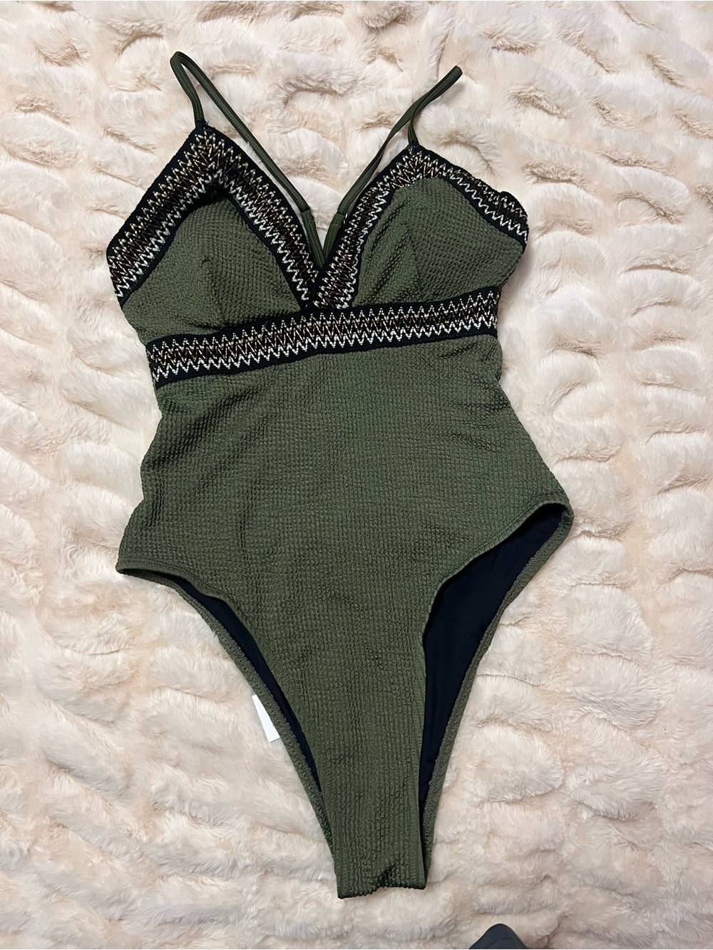Cupshe Army Ribbed Surplice One-Piece - Picture 4 of 4
